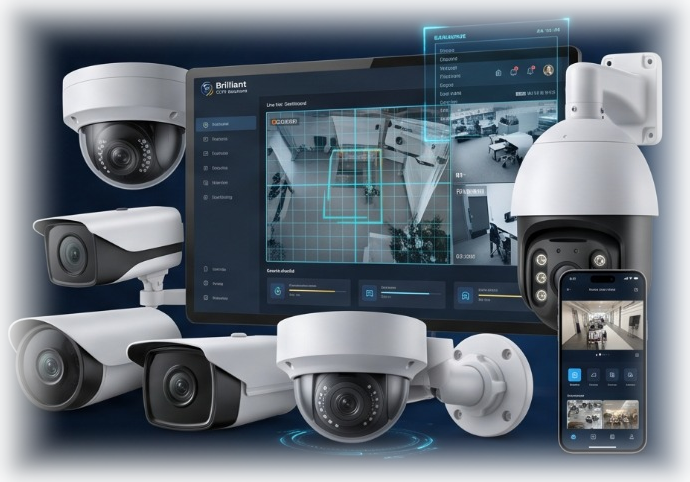 CCTV security cameras and surveillance monitor