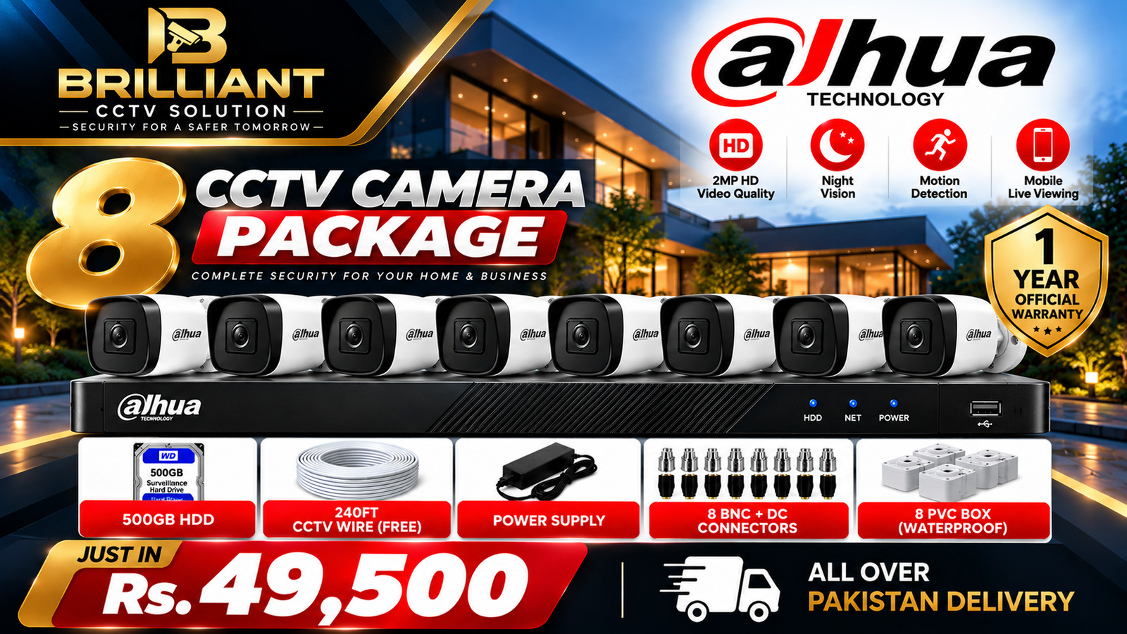 Dahua 8 Full HD CCTV Camera Package