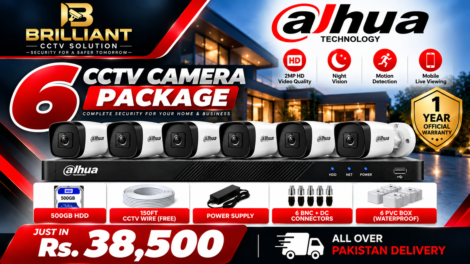 Dahua 6 Cctv Cameras Package HD